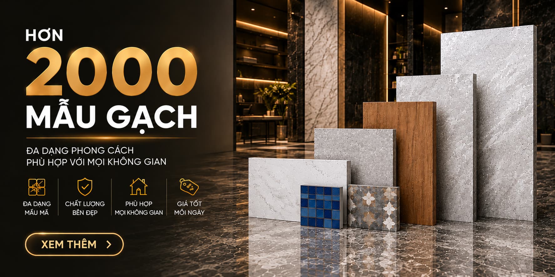 Hơn 2000 mẫu gạch đa dạng mọi không gian