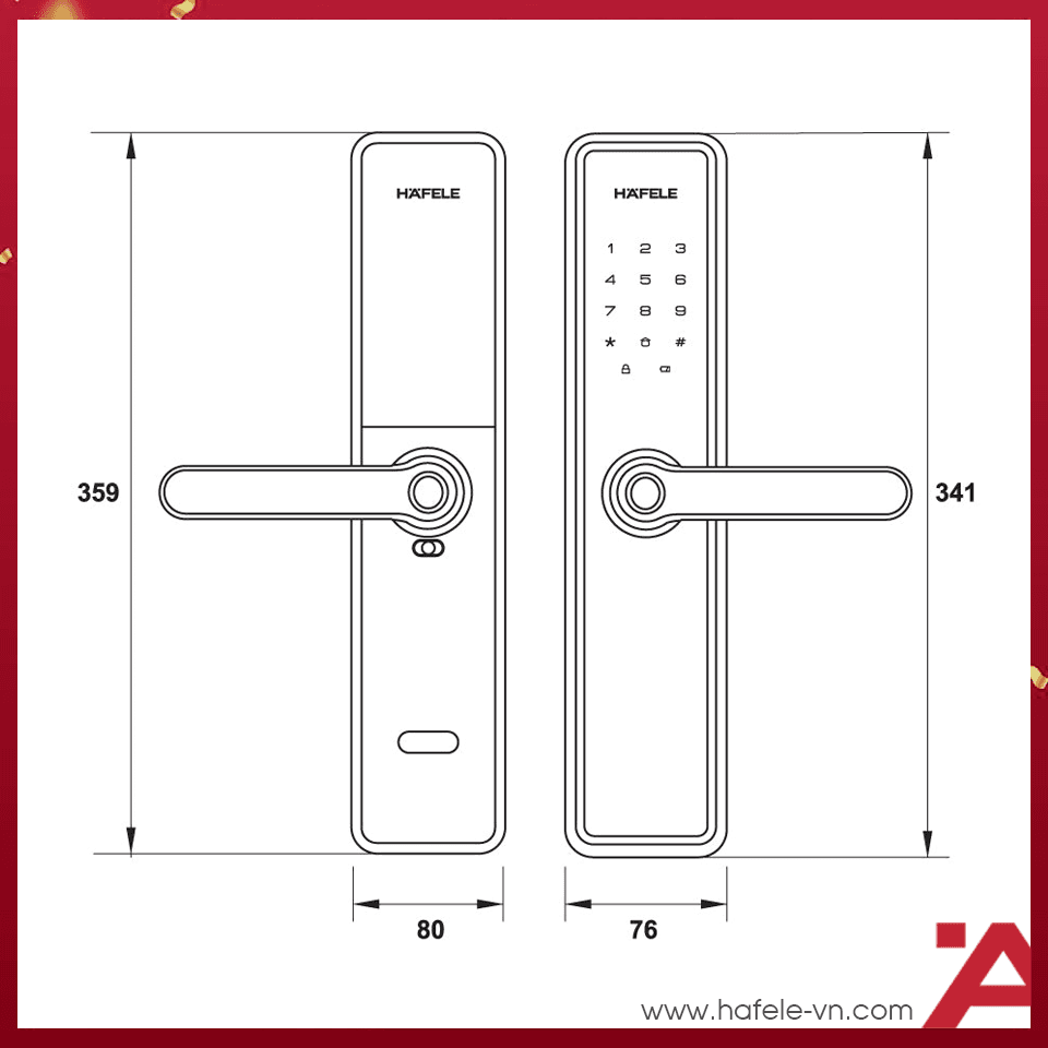 KHÓA ĐIỆN TỬ HAFELE DL7600 ĐEN KHÔNG PIN - 912.20.237