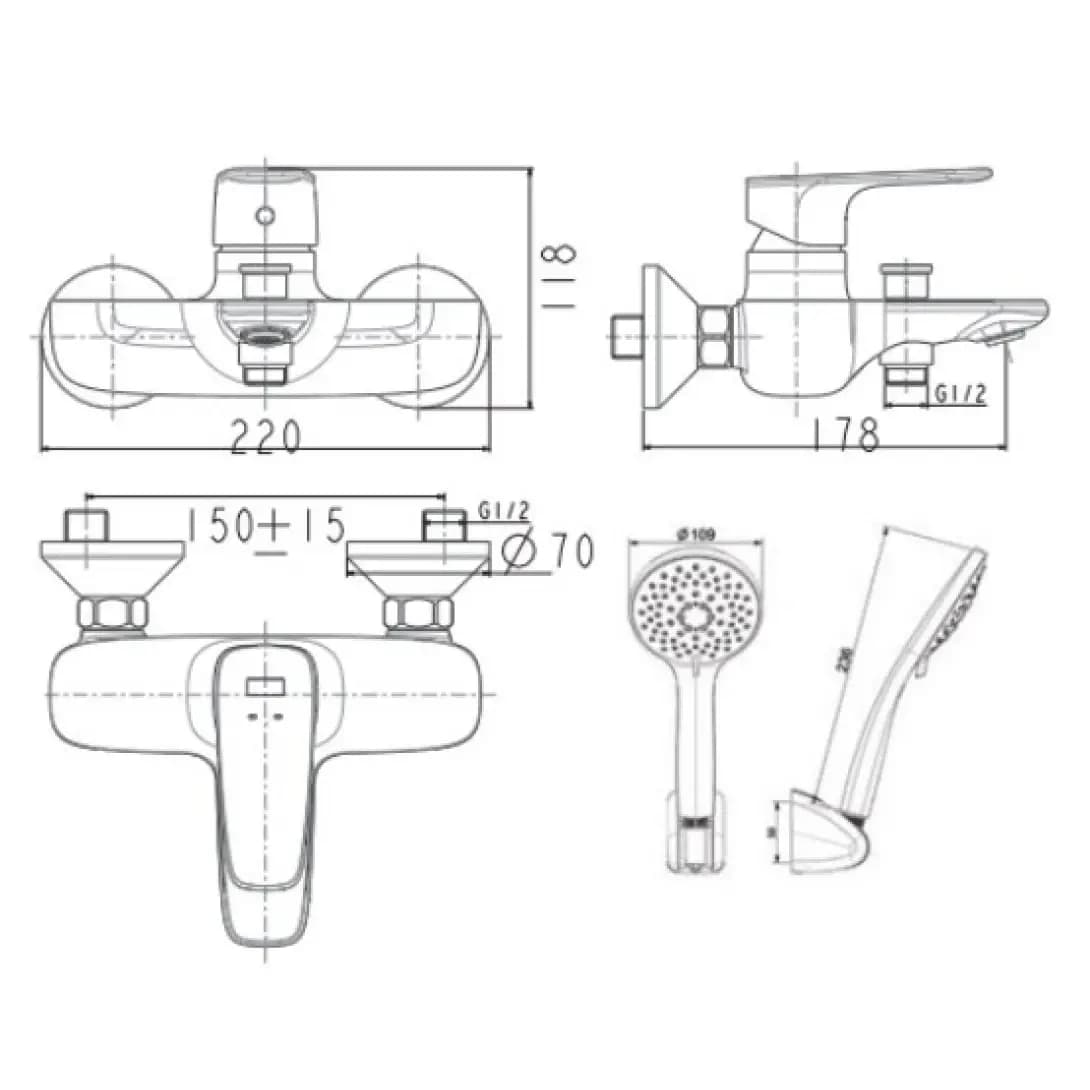 Vòi Sen Nóng Lạnh American Standard WF-1711NWS Signature Màu Vàng Hồng Bóng