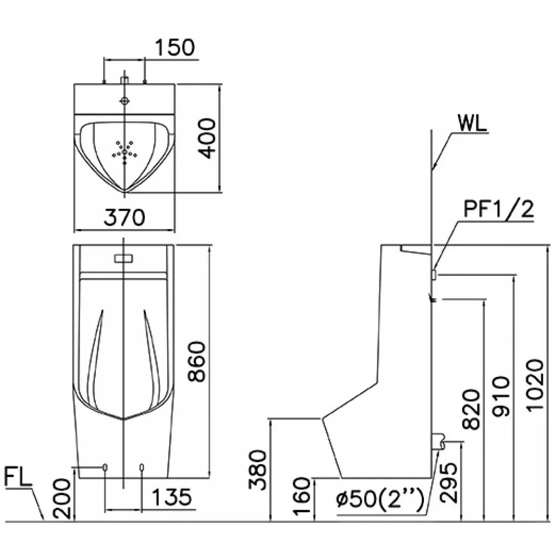 Bệ Tiểu U0283 Tự Động Treo Tường