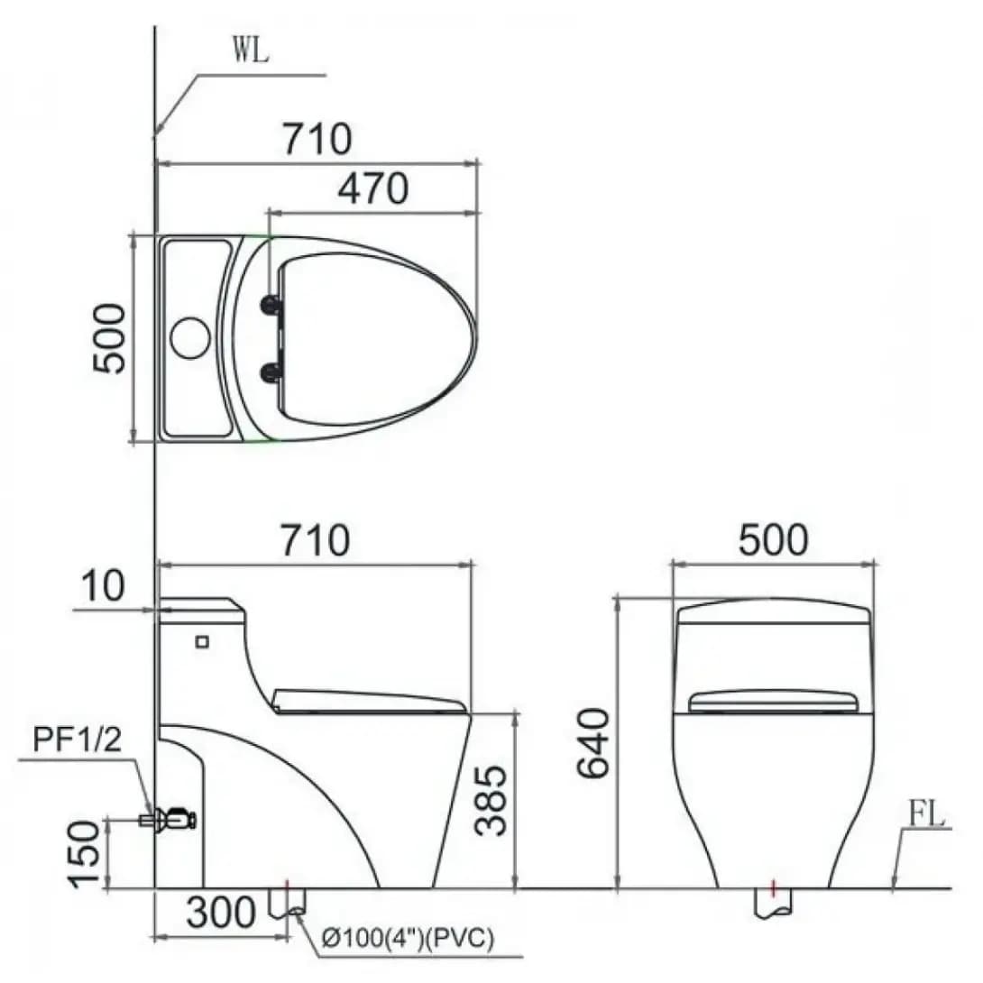 Bồn Cầu Nắp Rửa Điện Tử C1353F (không nắp) +TAF610H