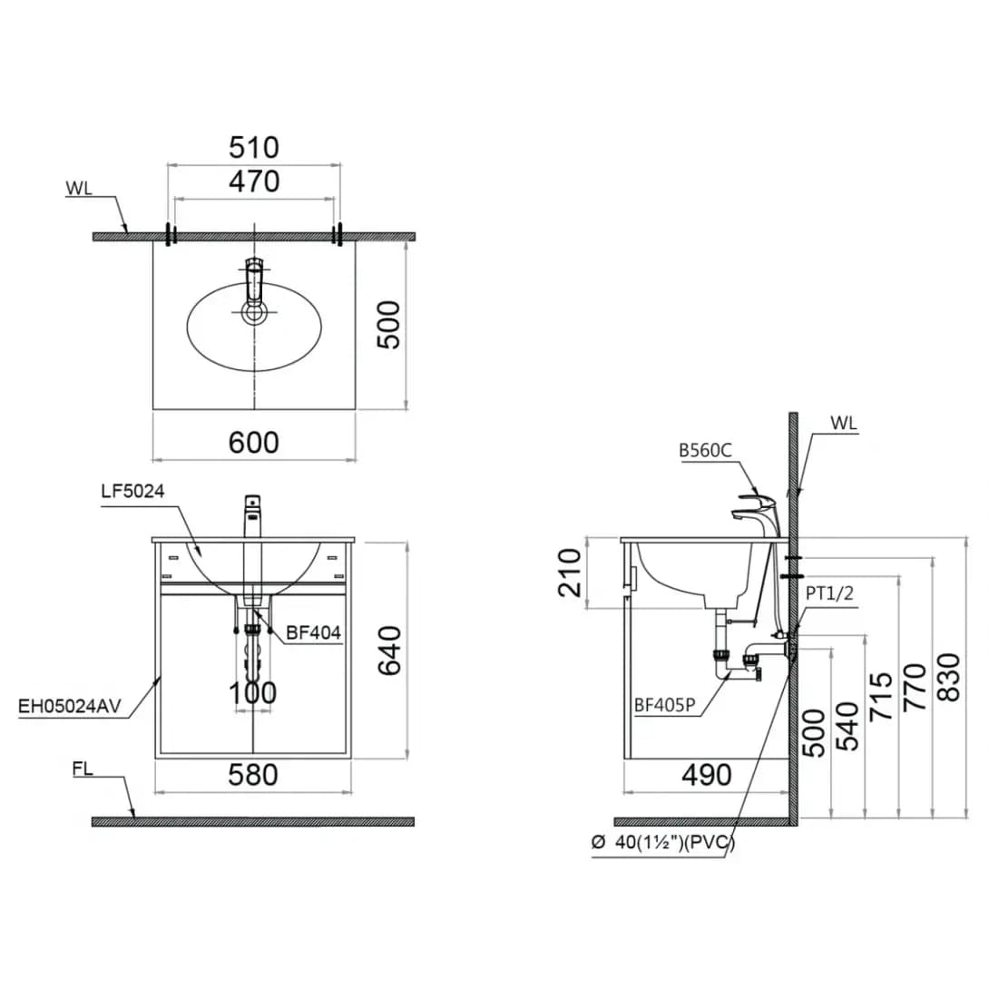 Bộ Tủ Lavabo Caesar LF5024 + EH05024ASV