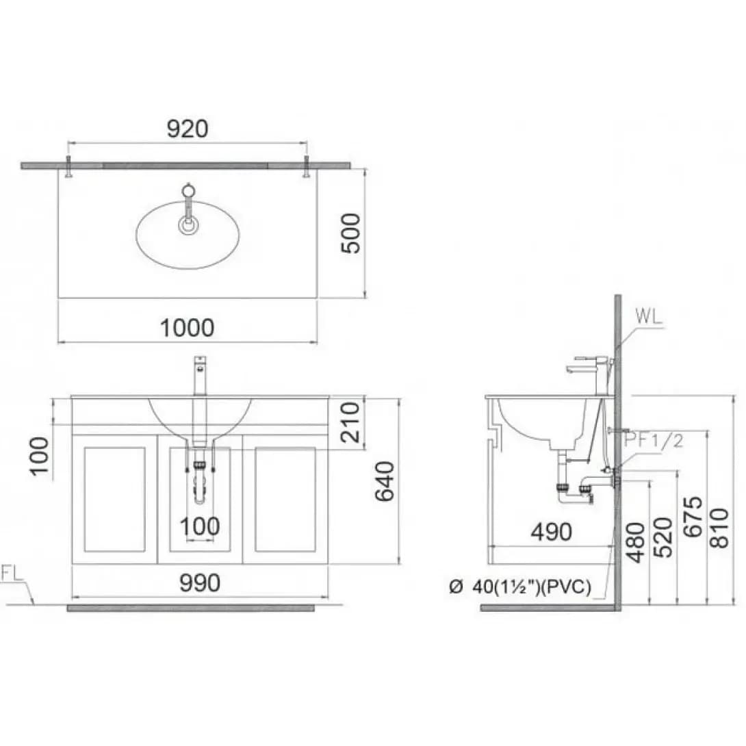 Tủ Lavabo Caesar Treo Tường EH05028ASV