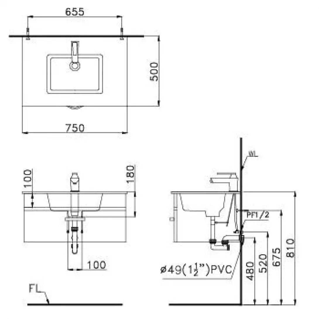 Bộ Tủ Lavabo Caesar LF5032 + EH05032AWV
