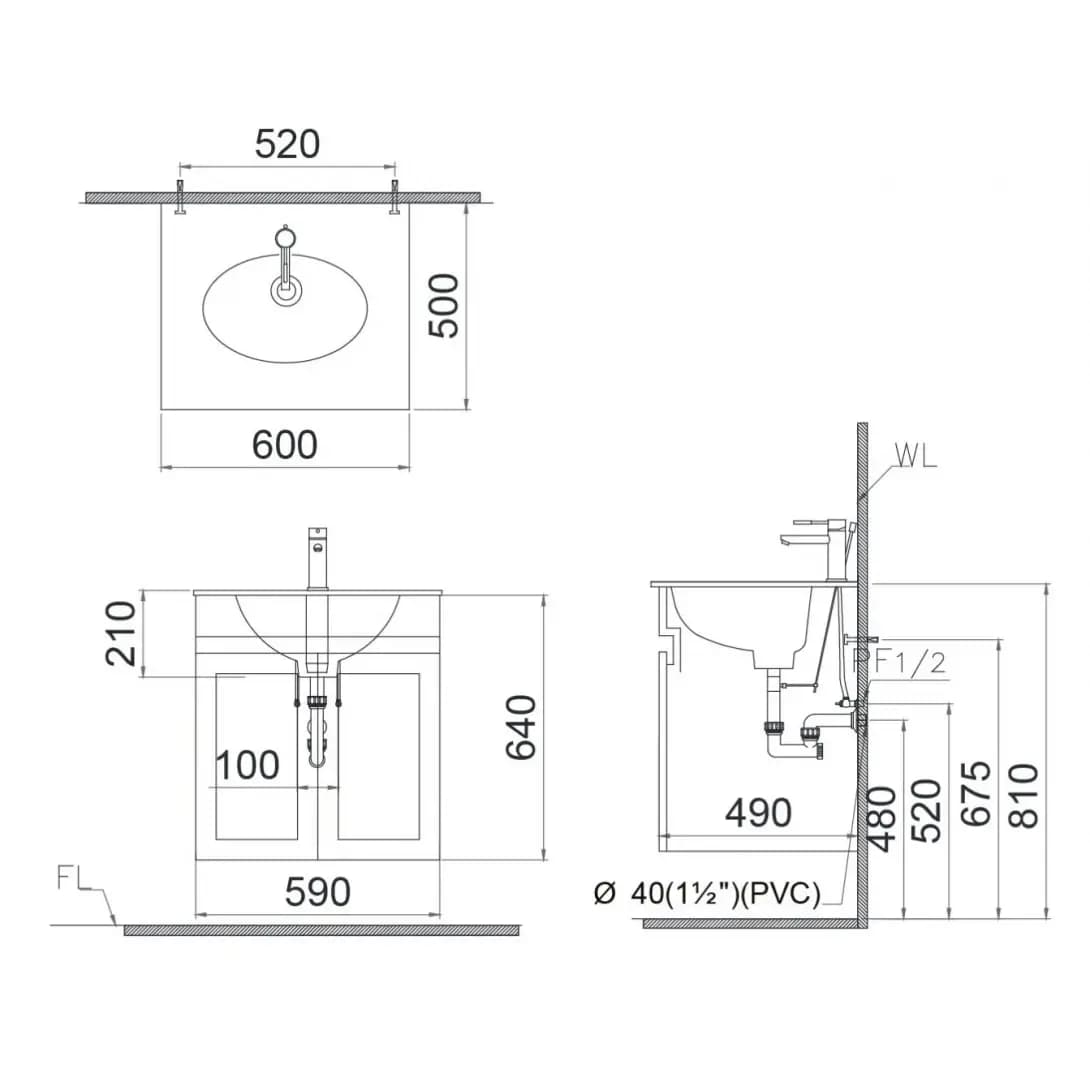 Tủ Lavabo Caesar EH15024AV