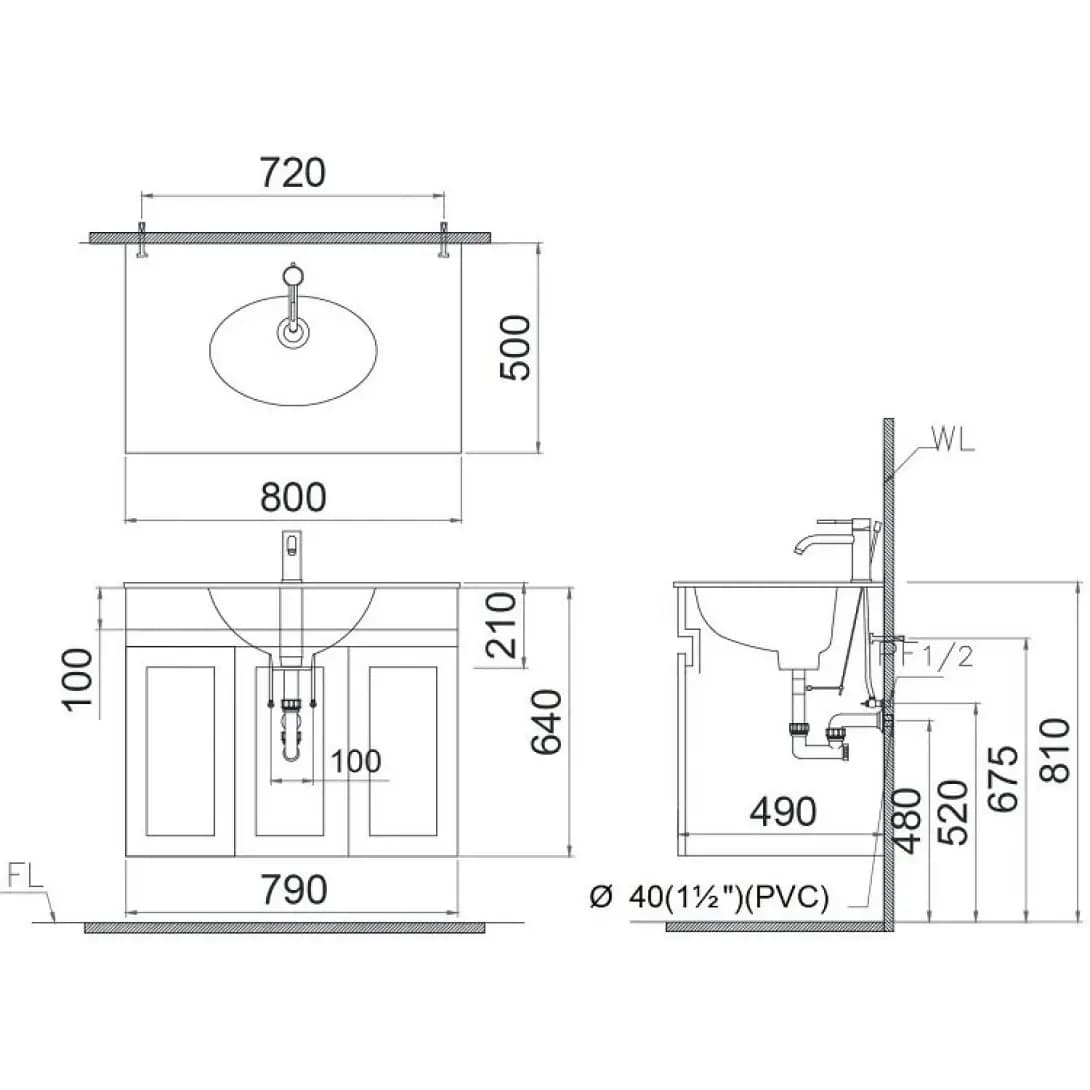 Tủ Lavabo Caesar EH15026AV Màu Trắng Treo Tường