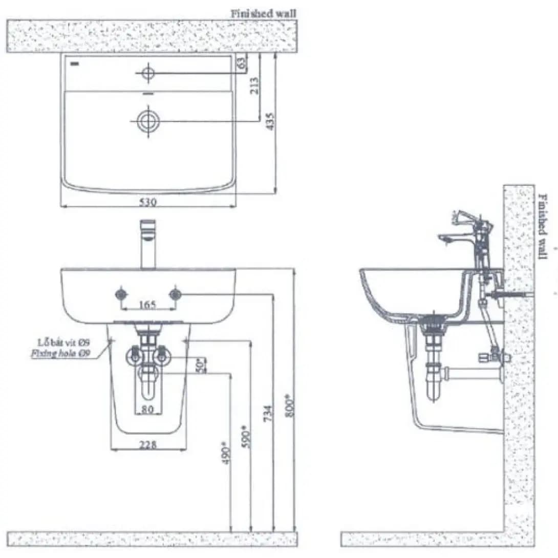 Lavabo Inax L-312VEC/BW1