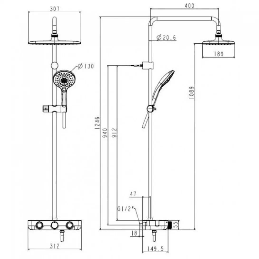 Bộ Sen Cảm Biến Nhiệt American Standard WF-4955MB Màu Đen