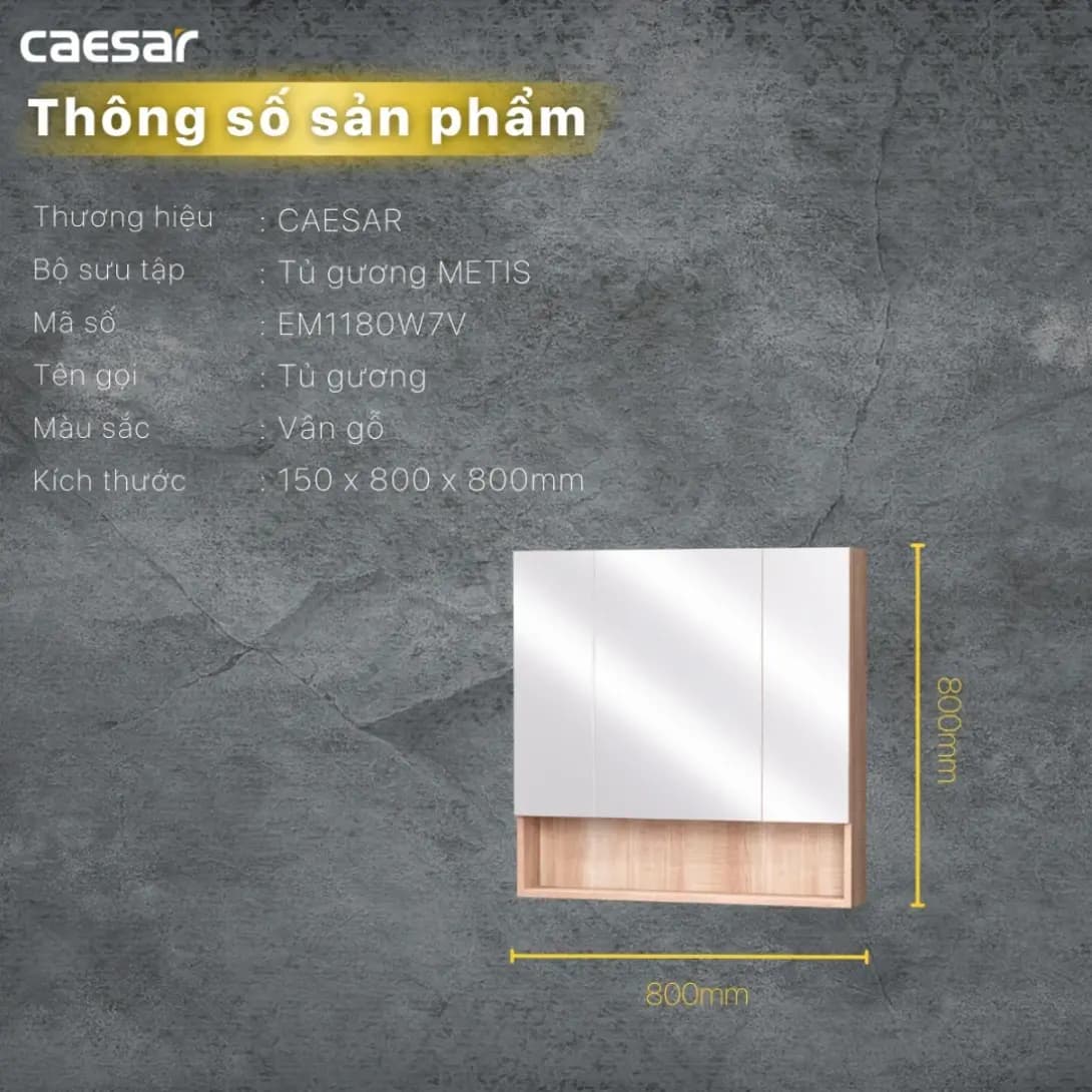Tủ Gương Treo Phòng Tắm CAESAR EM1180W7V