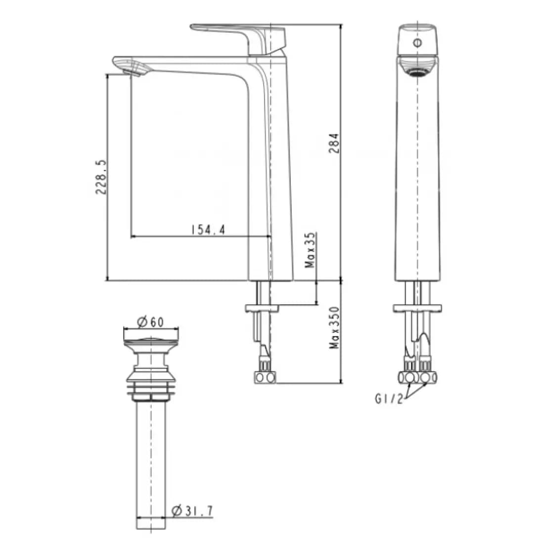 Vòi Lavabo American Standard WF-1702HG Signature Thân Cao Màu Xám Đen