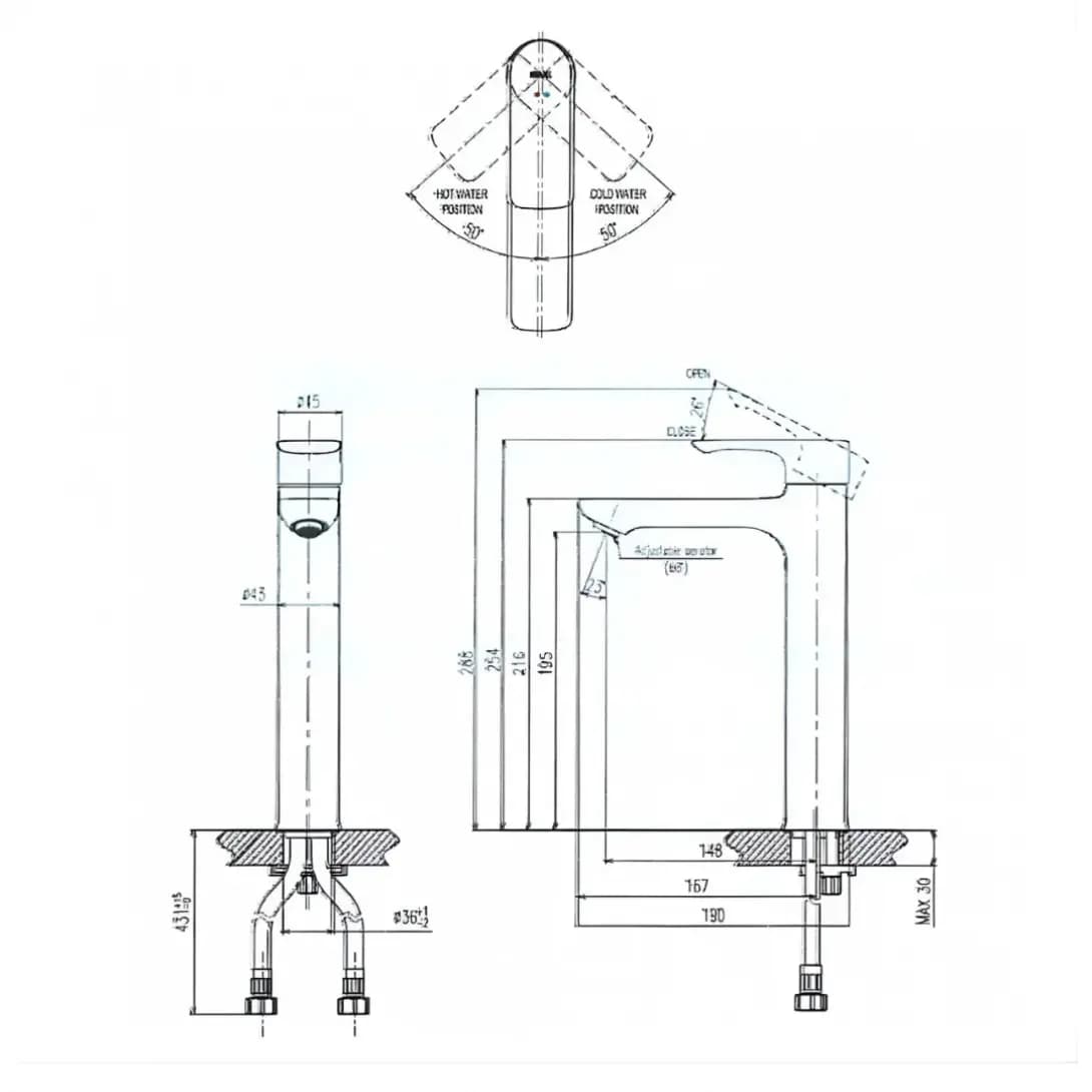 Vòi chậu nóng lạnh Lavabo Inax LFV-612SH (*)