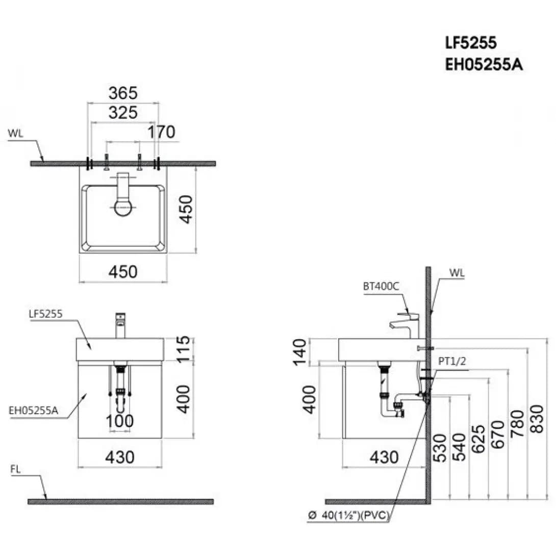 Bộ Tủ Lavabo Caesar LF5255 + EH05255AWV