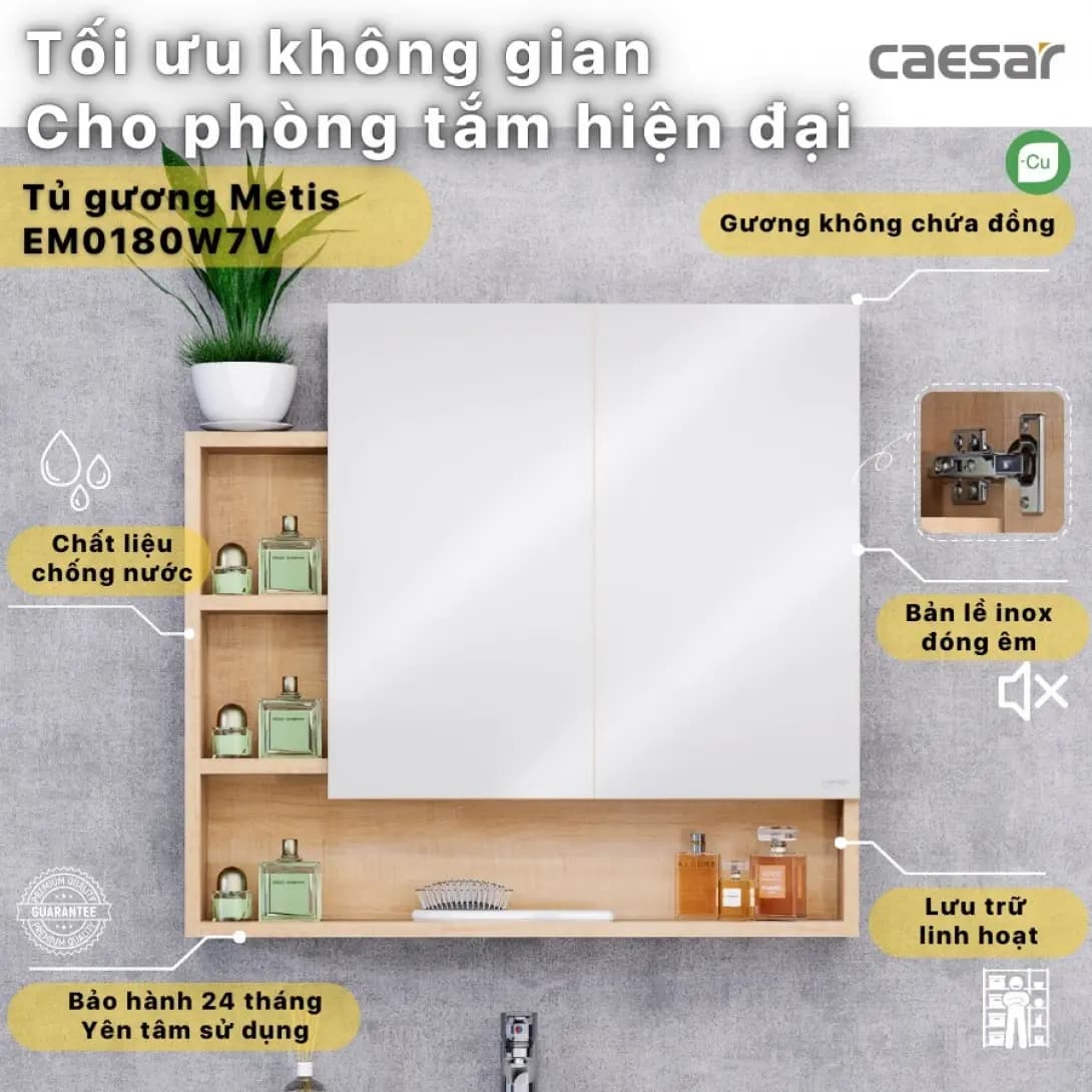 Tủ Gương Treo Phòng Tắm CAESAR EM1180W7V