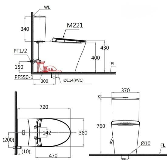 Bàn cầu 2 khối CD1342 (không nắp) + Nắp rửa cơ TAF060