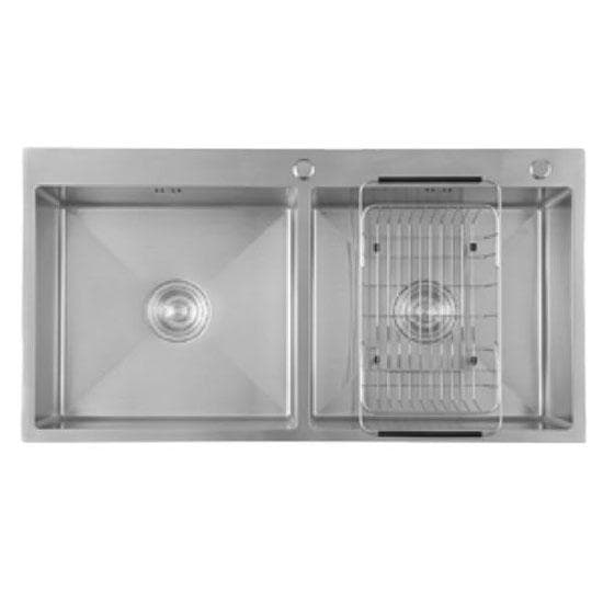 Chậu rửa chén inox Caesar 2 hộc 1000x500mm lắp nổi KSH02H100SX