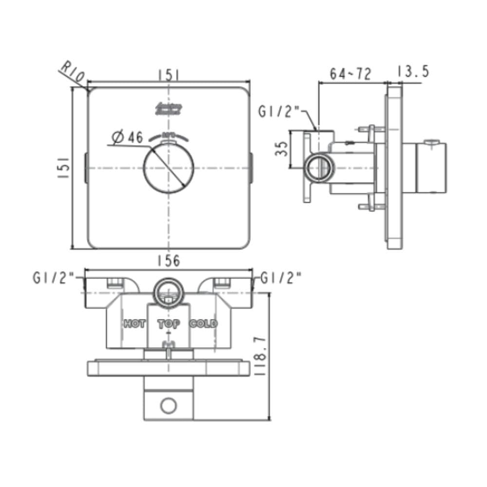 Bộ Trộn Nhiệt Độ Âm Tường American Standard FFAS0930BHG Màu Ghi