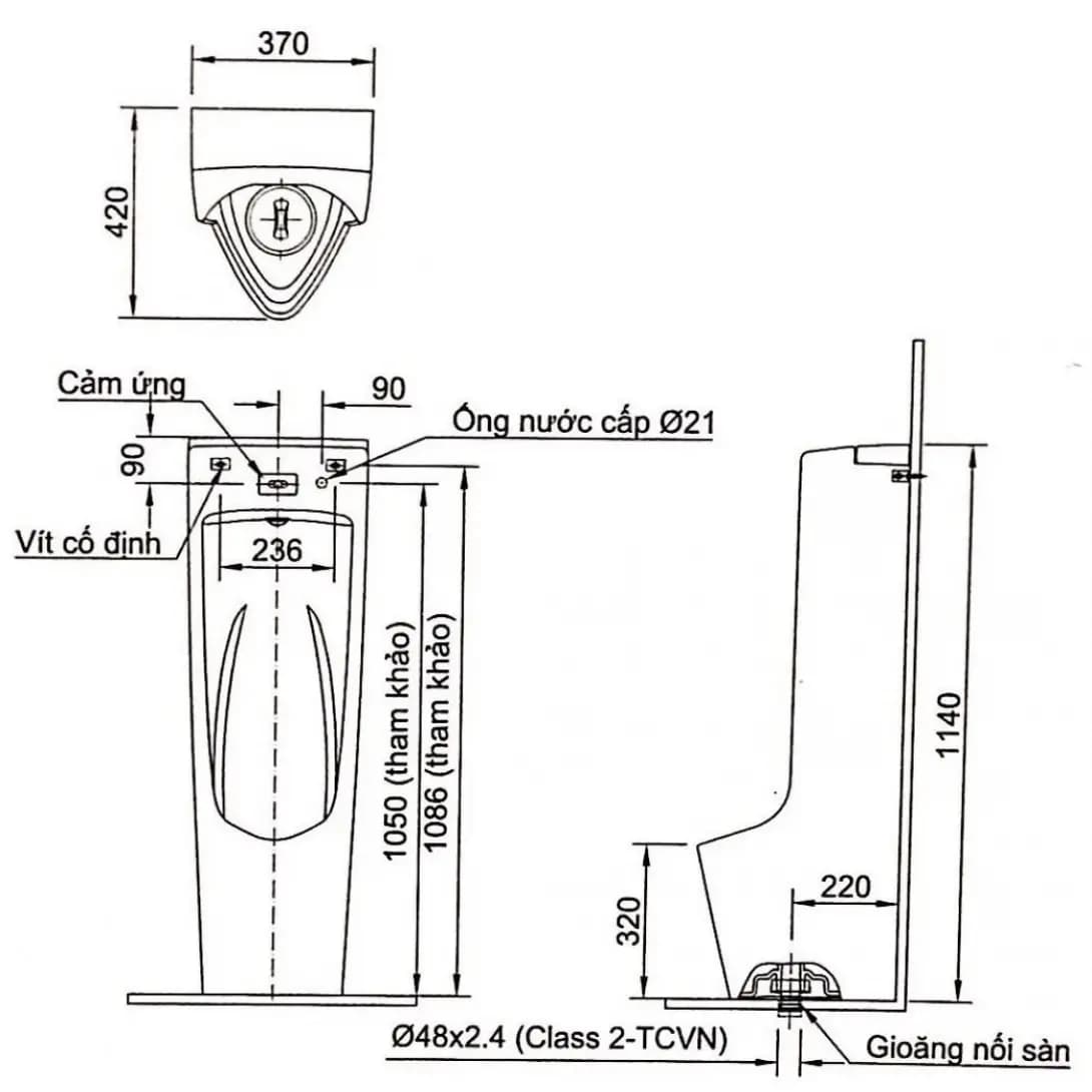 Bồn Tiểu Đặt Sàn Inax AFU-600VAC/BW1