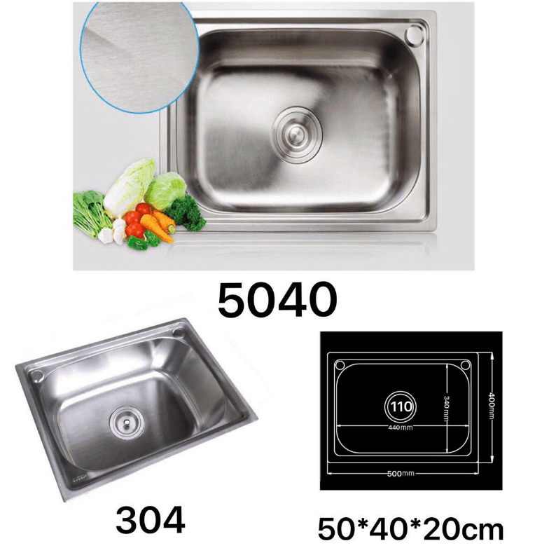 Chậu dập 1 hộc (304) - KT : 50x40x20cm