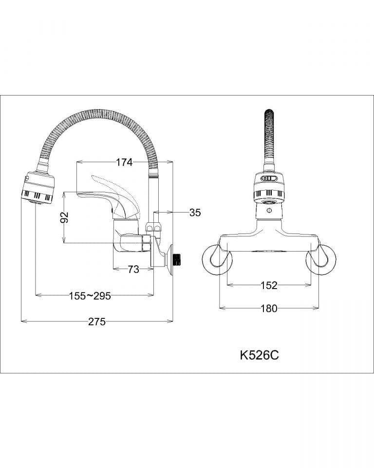 Vòi Bếp Nóng Lạnh CAESAR K526C Gắn Tường