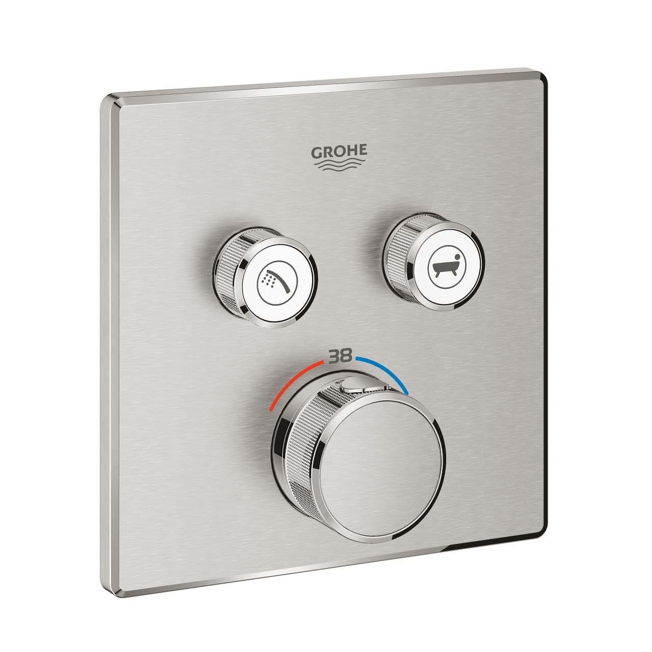 Mặt điều khiển sen tắm ổn nhiệt Grohtherm SmartControl vuông 2 chế độ GROHE 29124000