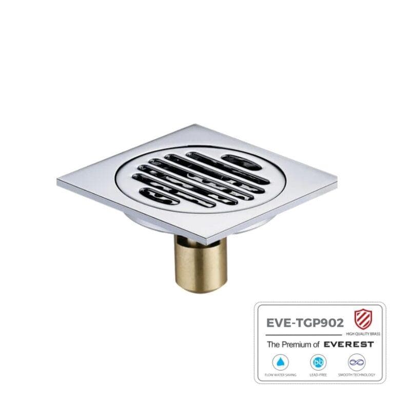Phễu thu sàn mạ chrome 12x12cm Everest EVE-TGP902