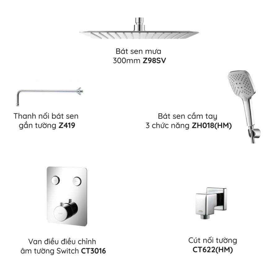 Bộ sen âm tường COTTO CT3016/Z98SV 2 đường nước