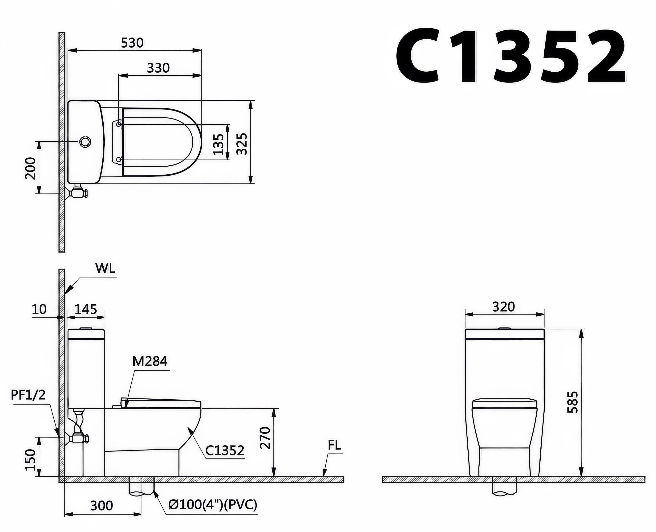 Bồn cầu trẻ em 1 khối Caesar C1352