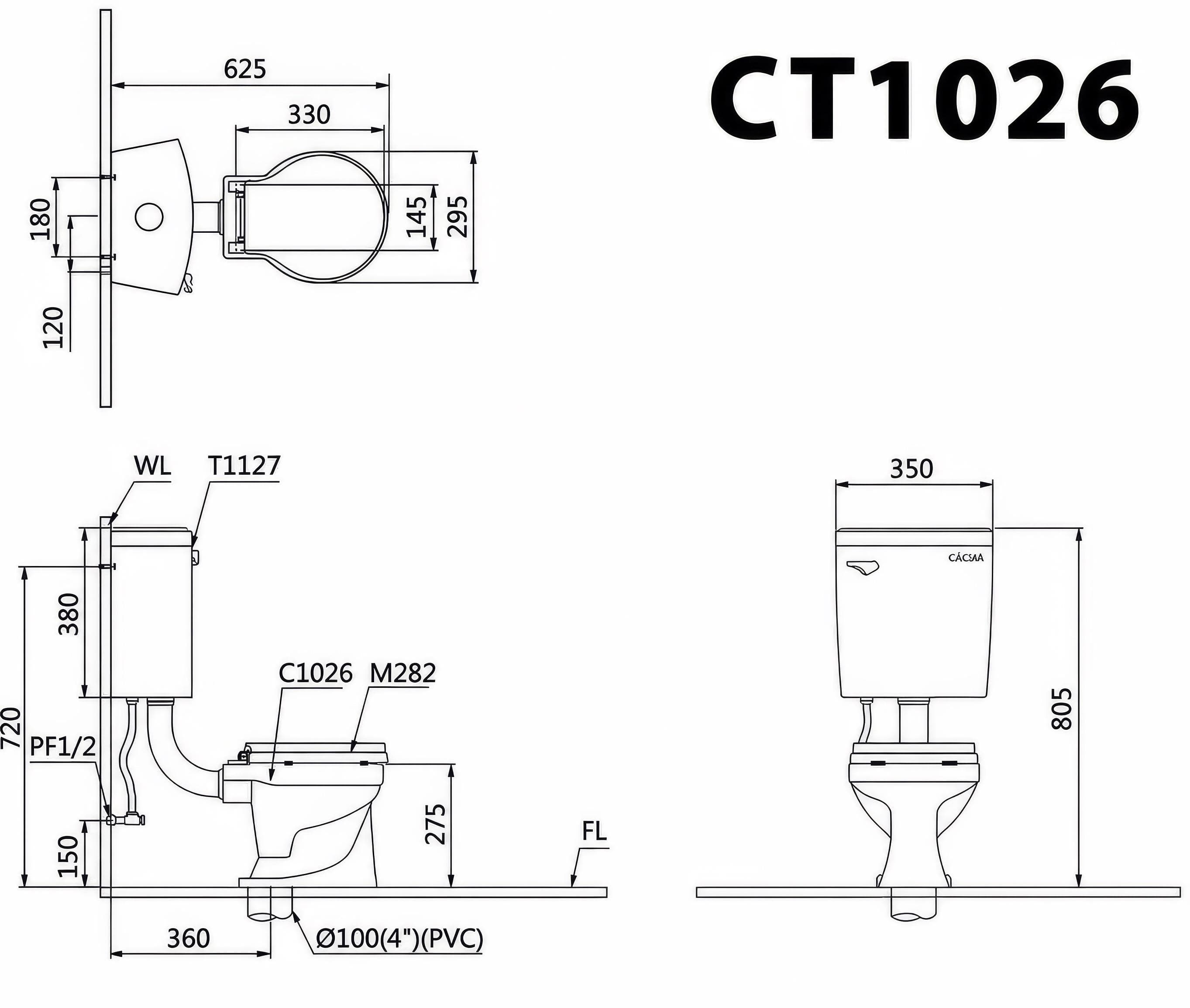 Bồn cầu trẻ em 2 khối Caesar CT1026 nắp êm
