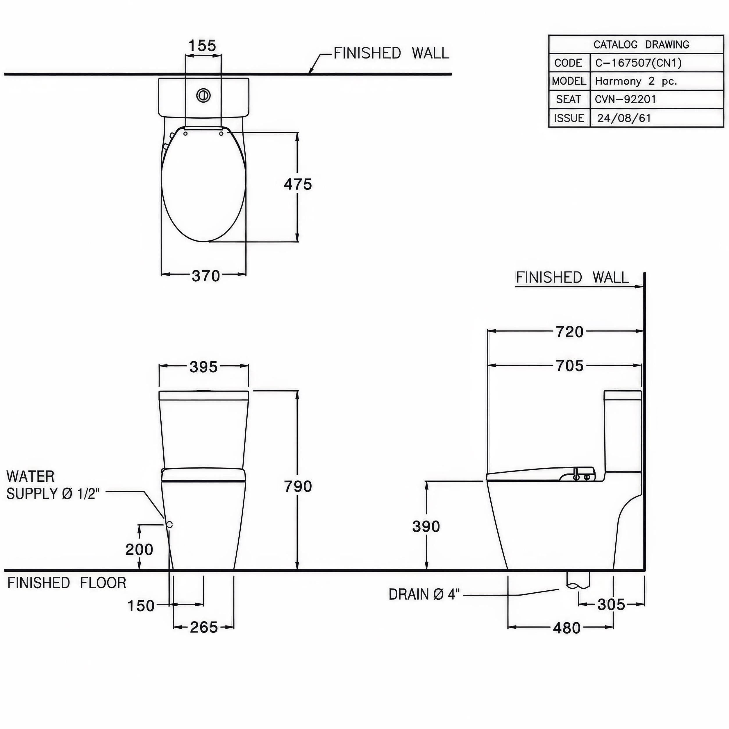 Bồn cầu 2 khối nắp rửa cơ COTTO C167507(CN1) Harmony