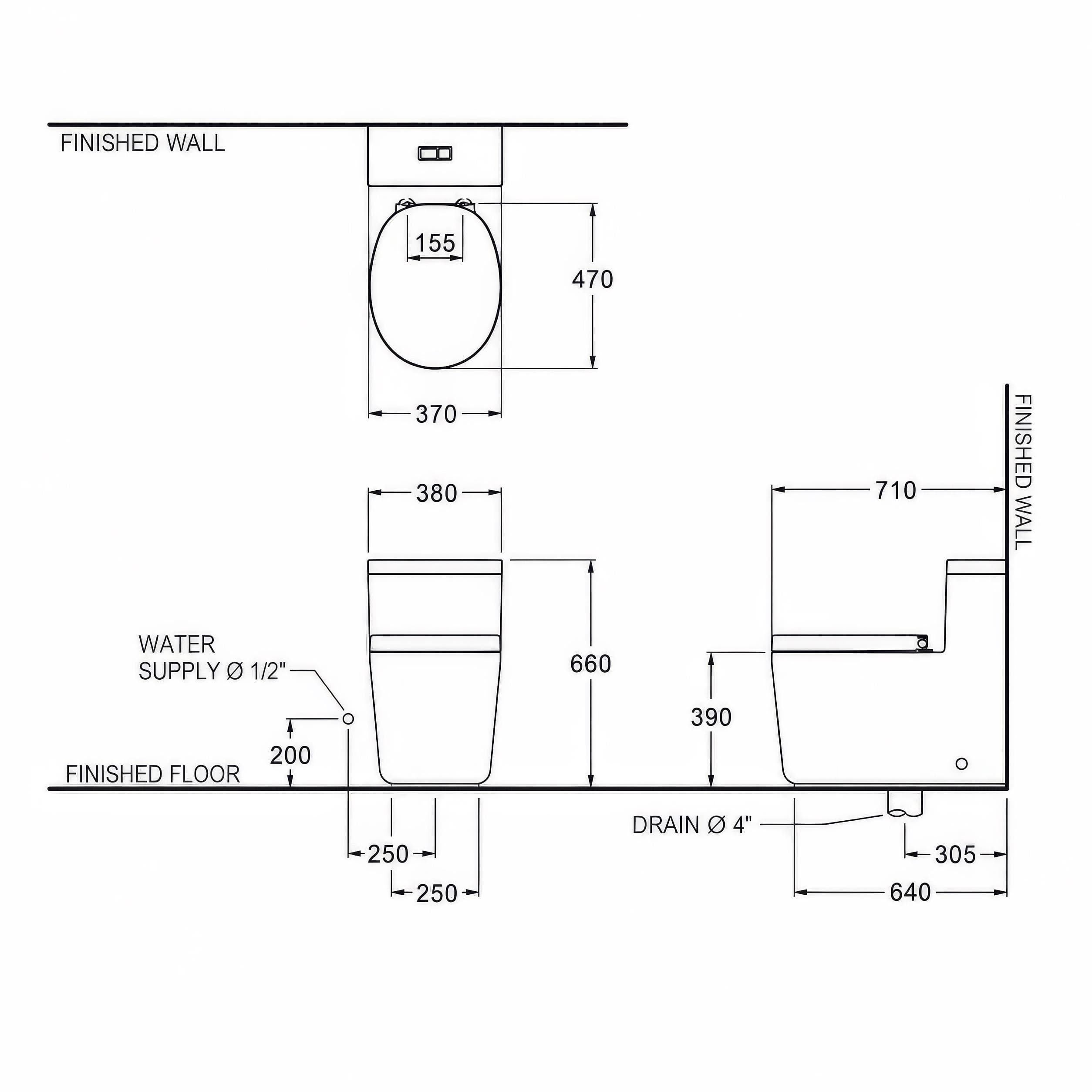 Bồn cầu 1 khối COTTO CPW10007MWH#BN2 nắp êm dòng Quil nút nhấn đen