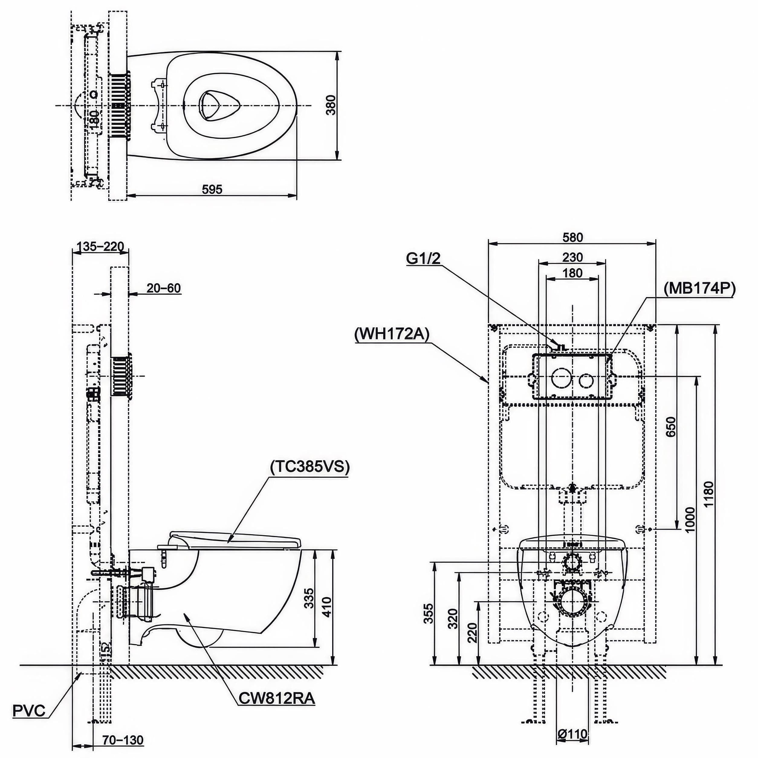 Bồn cầu treo tường TOTO CW812RA#W