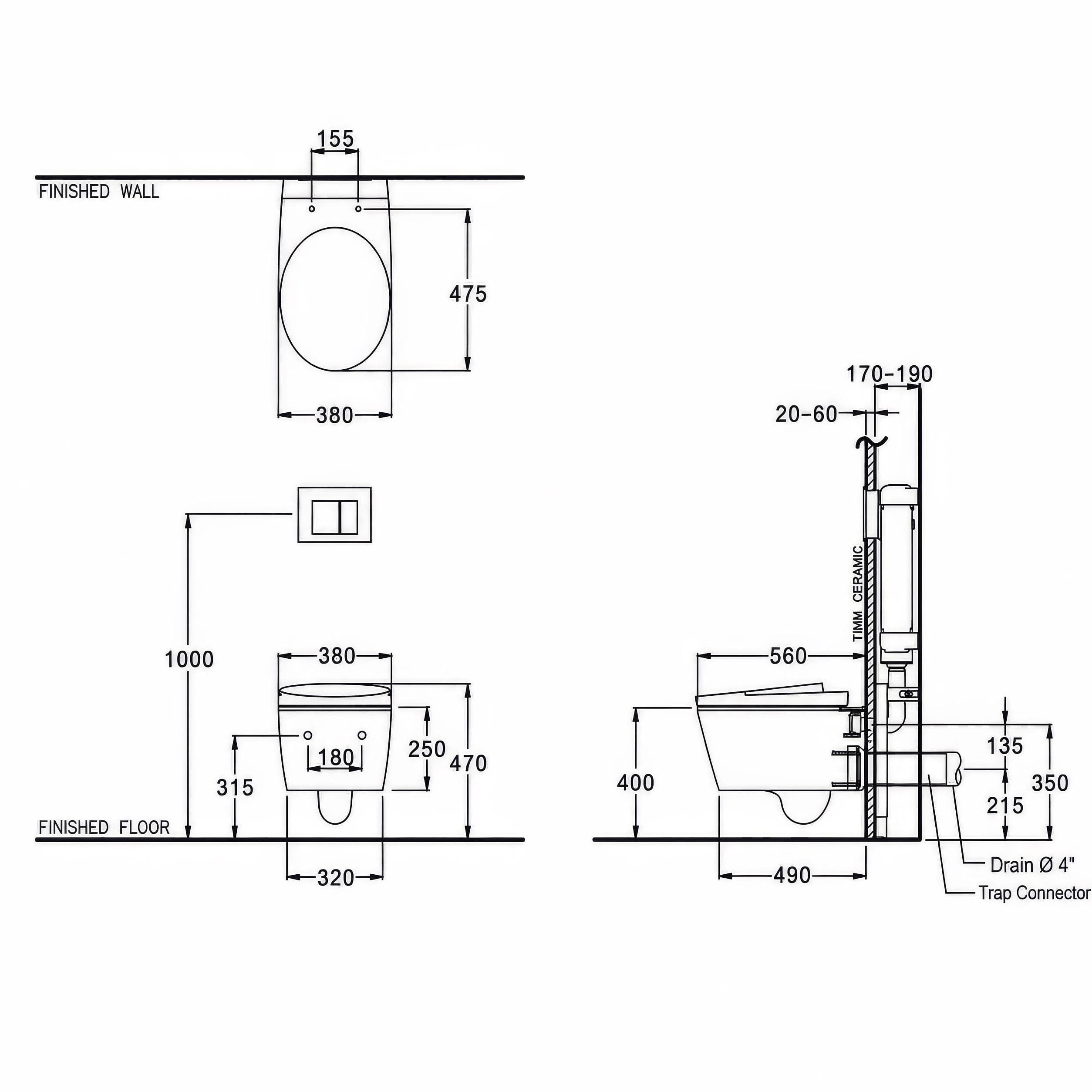 Bồn cầu treo tường COTTO SC19517(F) nắp êm dòng Oval