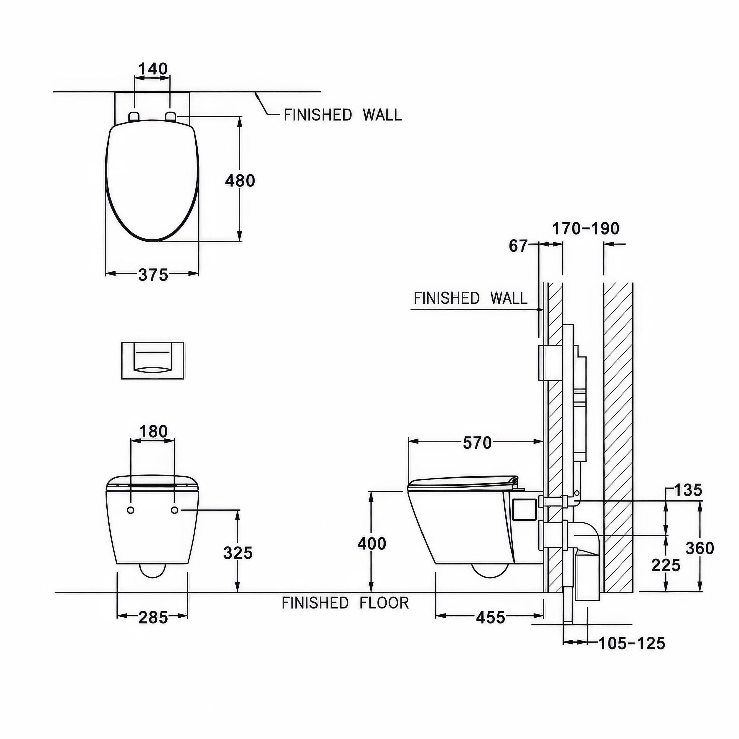 Bồn cầu treo tường COTTO SC1986(T) nắp êm