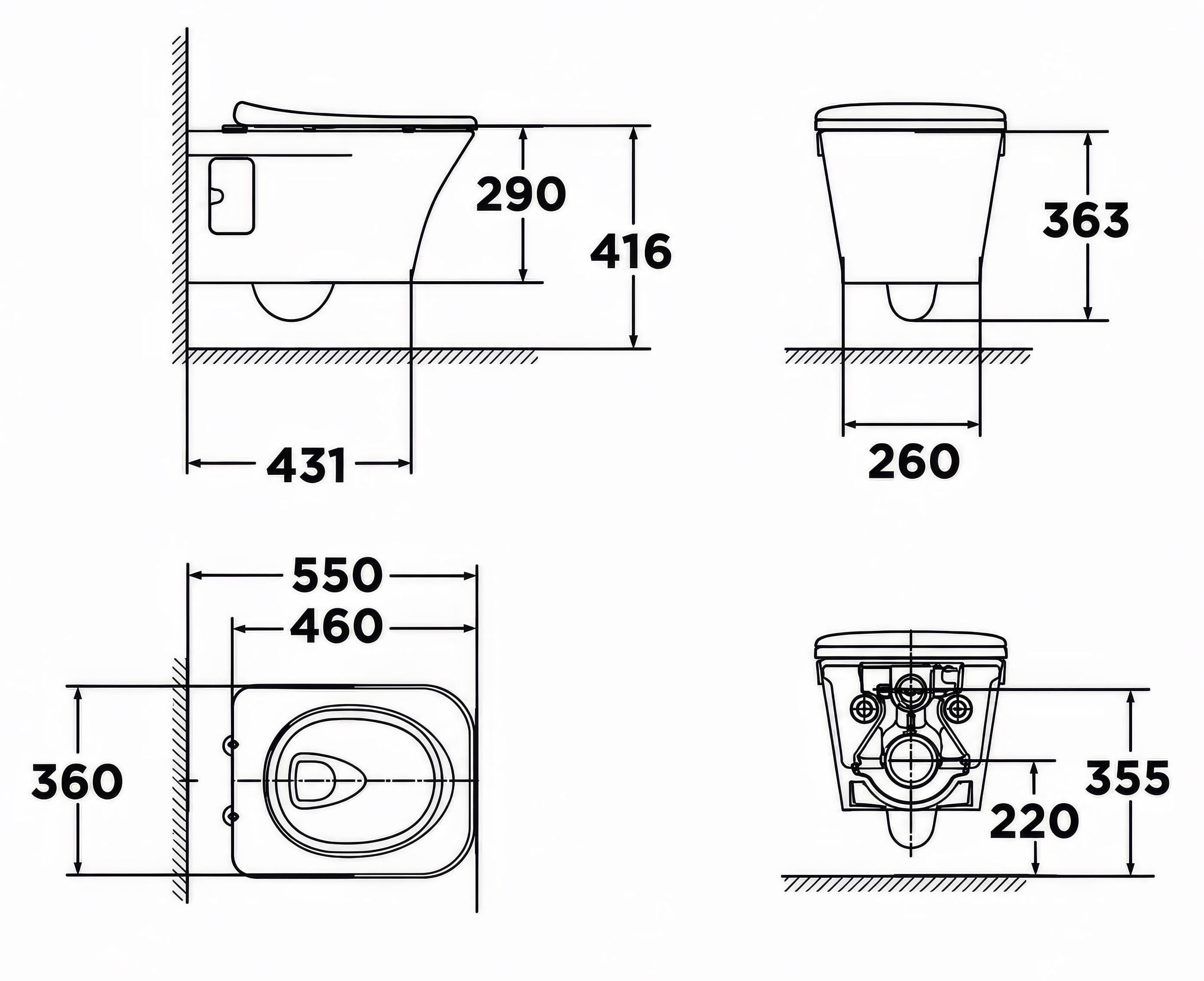 Bồn cầu treo tường American Standard WP-2131 (WP2131) nắp êm dòng Kastello Square