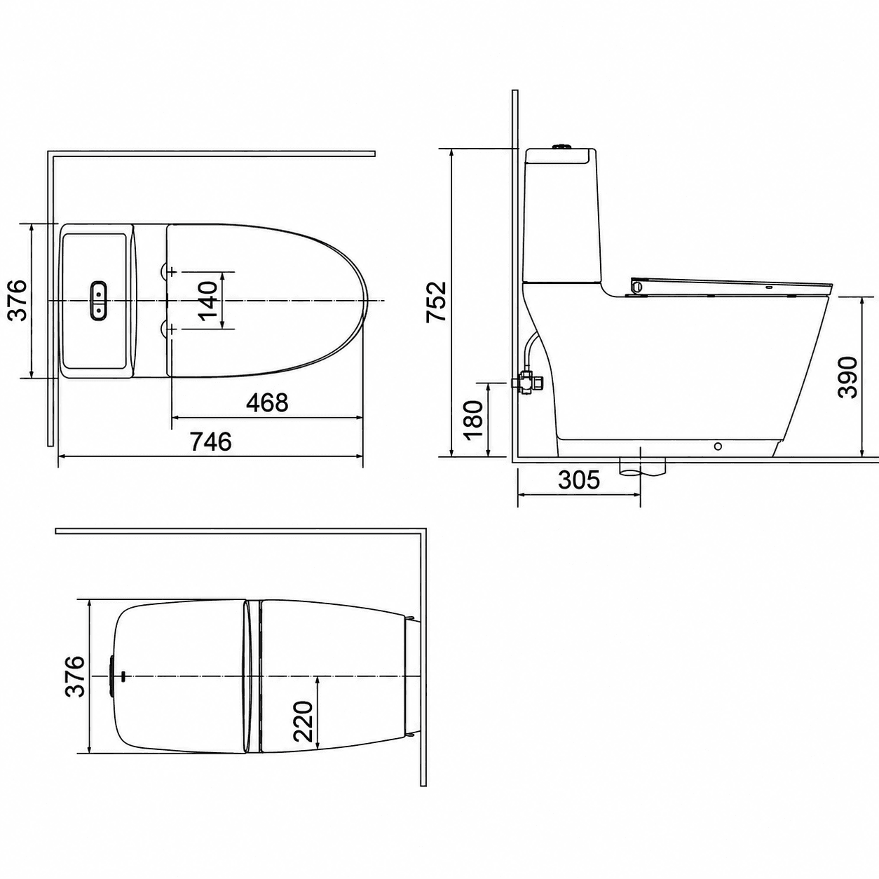 Bồn cầu 2 khối xả cảm ứng nắp điện tử INAX ACT-832 + CW-KB22AVN
