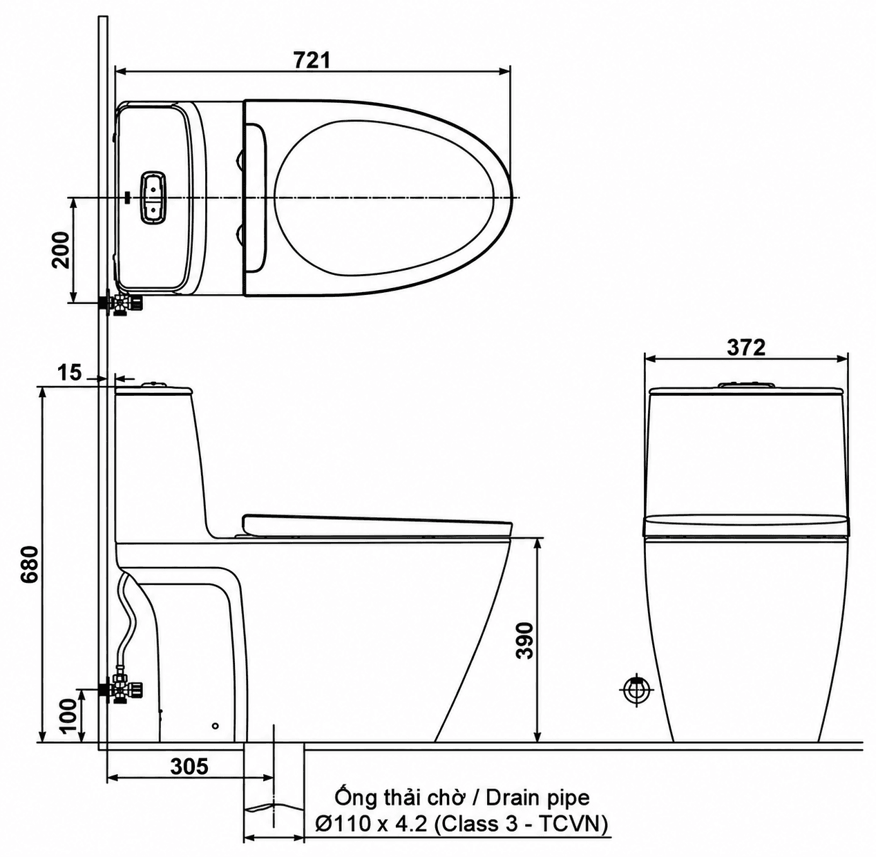Bồn cầu 2 khối xả cảm ứng nắp điện tử INAX ACT-832 + CW-H18VN
