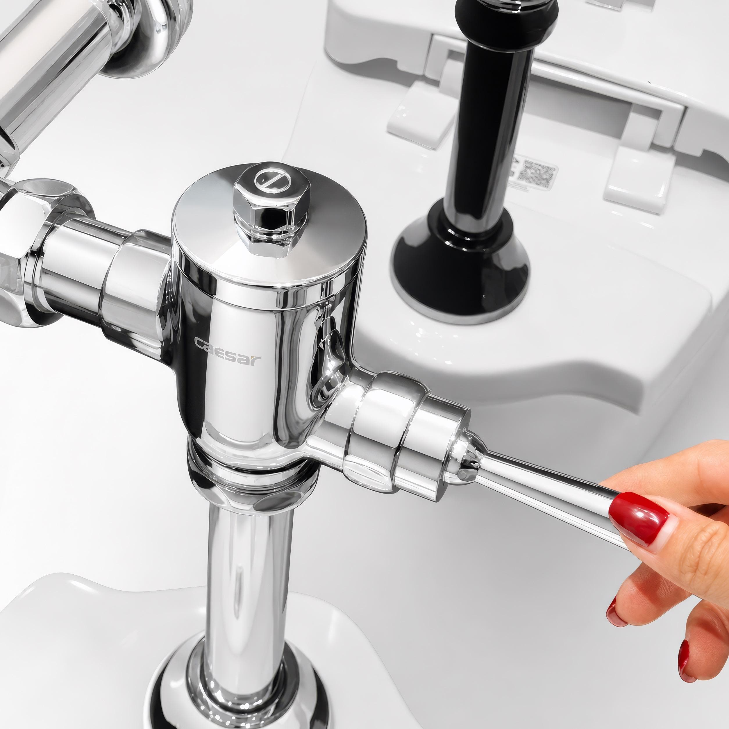 Bồn cầu đặt sàn nắp thường kèm van xả tay gạt Caesar CP1333+BF521A