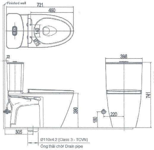 Bồn cầu 2 khối xả cảm ứng nắp điện tử INAX ACT-602 + CW-H18VN