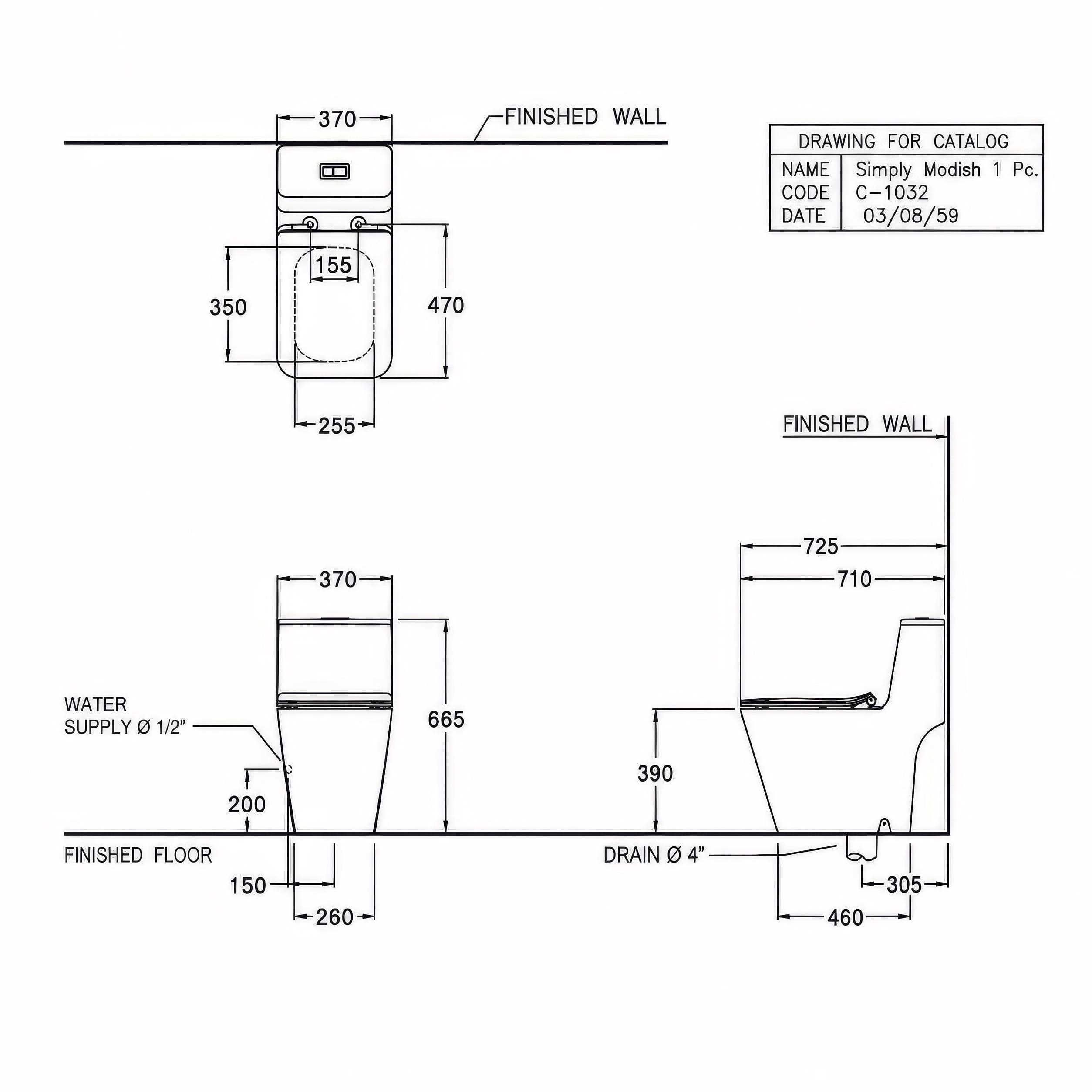 Bồn cầu 1 khối COTTO C1032MBK nắp êm dòng Simply Modish