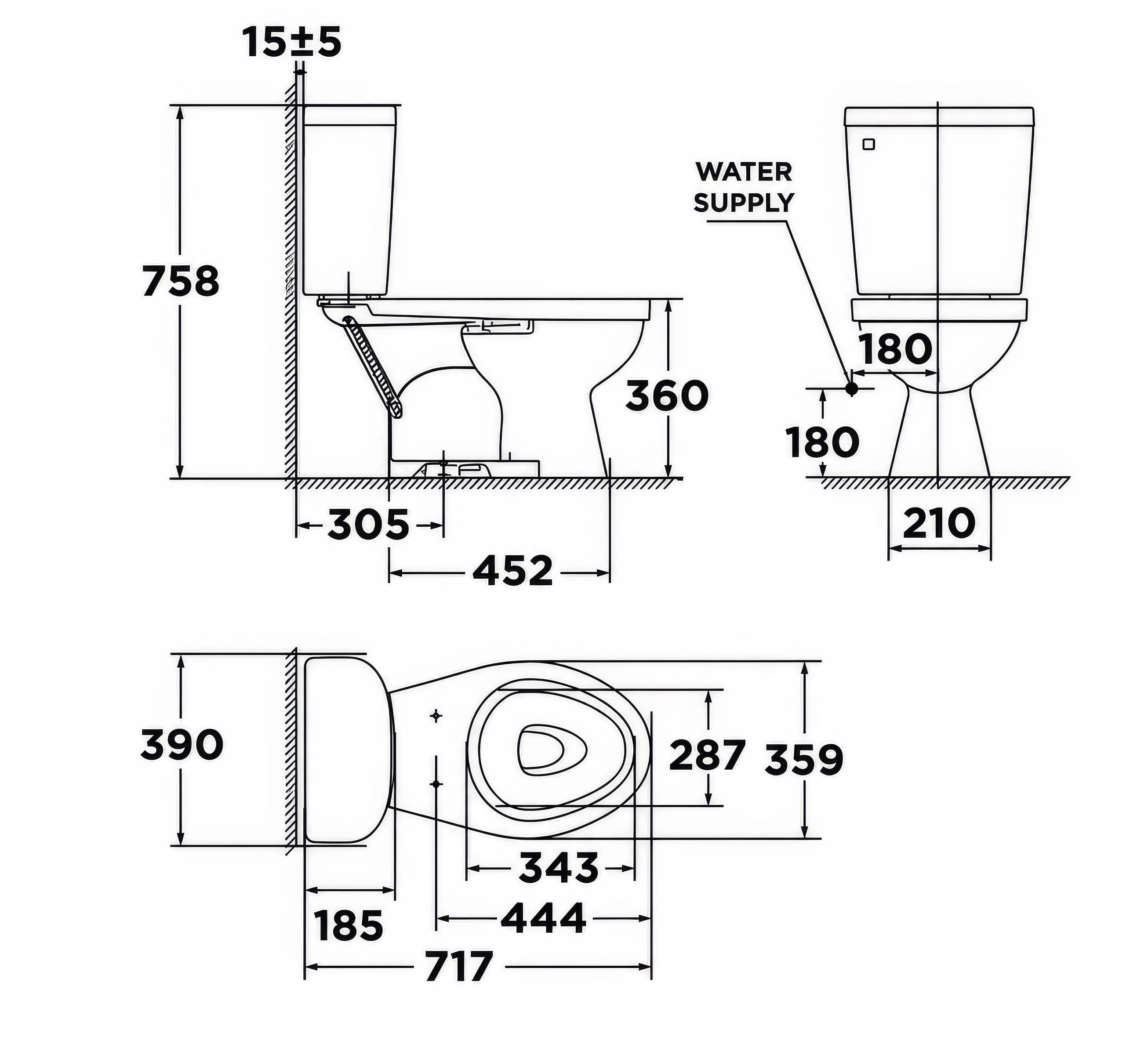 Bồn cầu 2 khối American Standard VF-2398 (VF2398) nắp thường