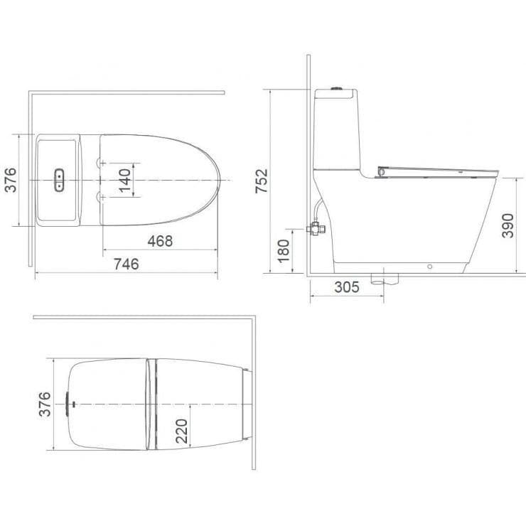 Bồn cầu 2 khối xả cảm ứng nắp điện tử INAX ACT-832 + CW-KA22AVN