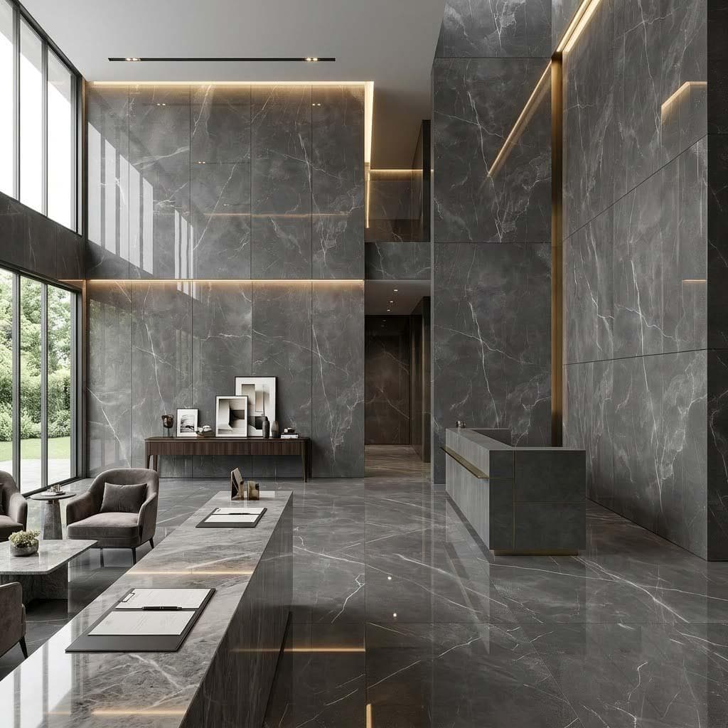 Gạch ốp lát Việt Nam Vasta Stone Vân đá ARMANI CHARCOAL