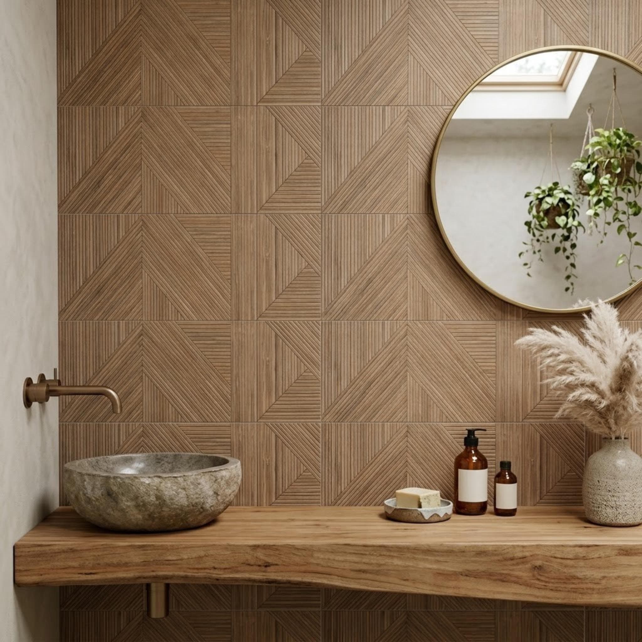 Gạch ốp tường Tây Ban Nha Giả gỗ TANGRAMWALNUT