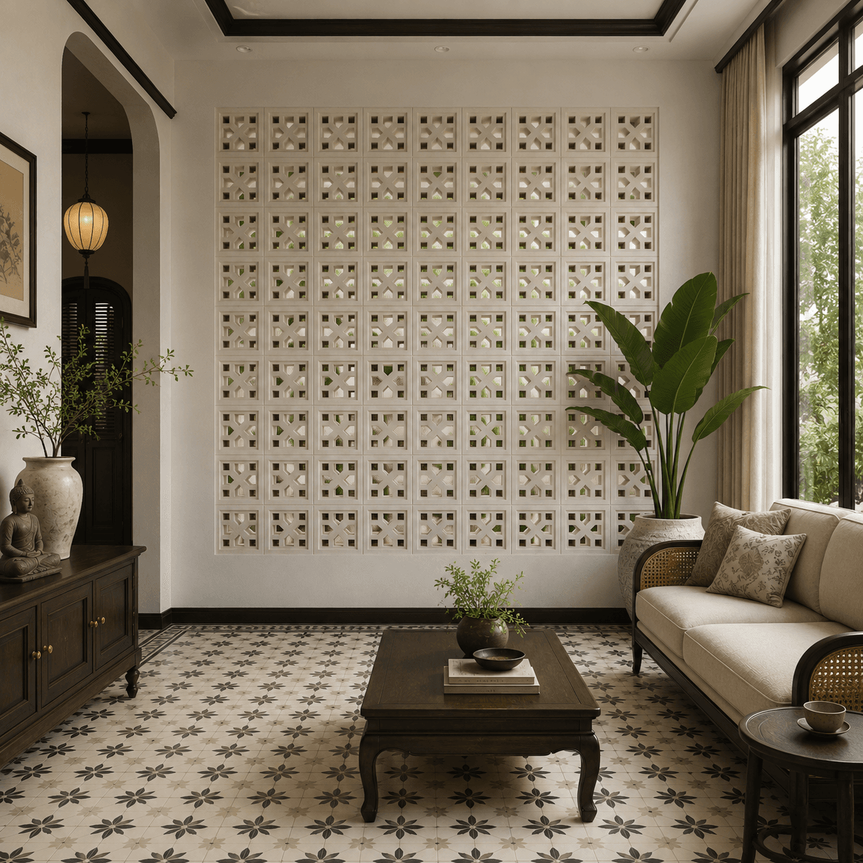 Gạch Bông gió Việt Nam Viettiles Hình học VCB-003-1000