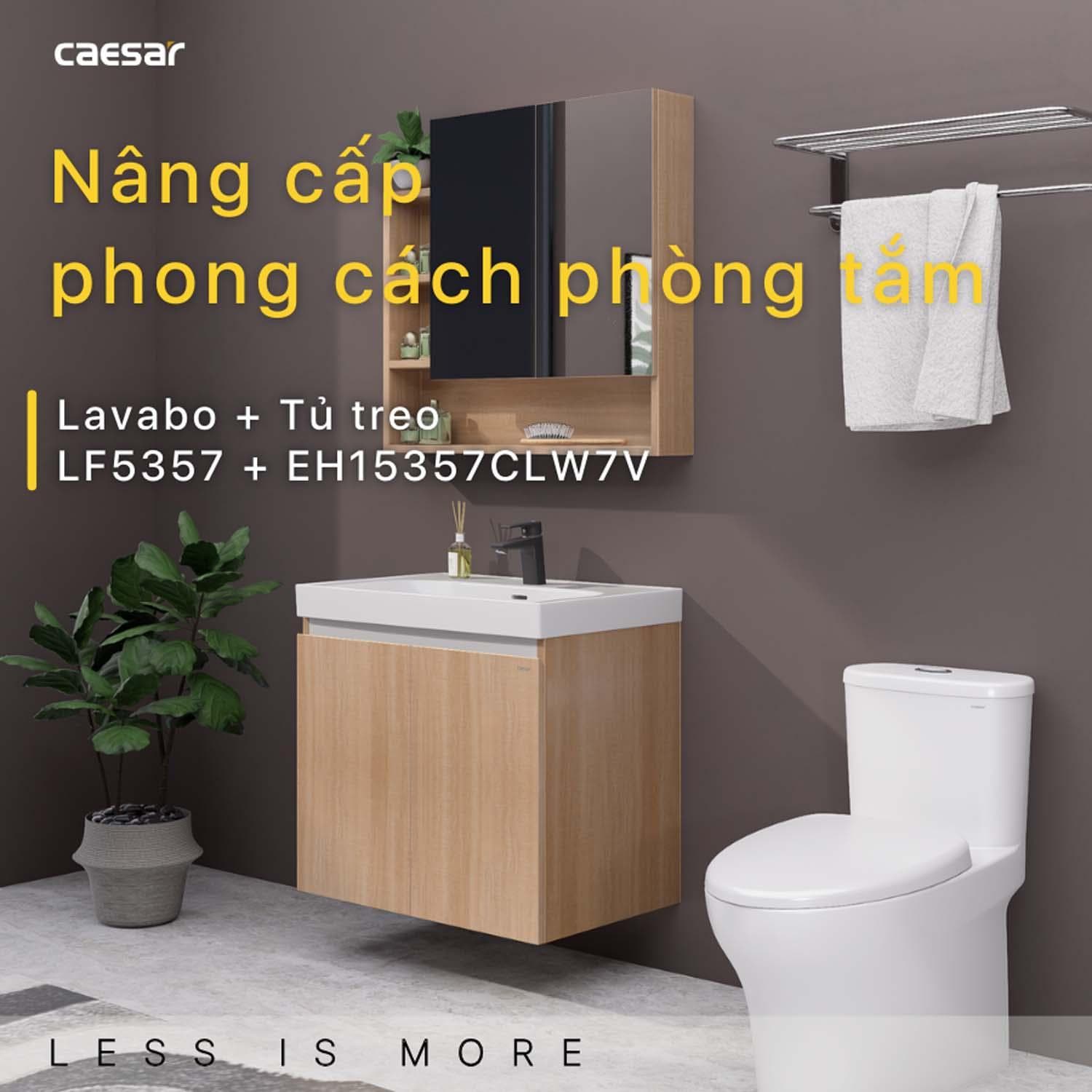 Tủ Lavabo Caesar Treo Tường Vân Gỗ Chữ Nhật 460 x 700mm EH15357CLW7V