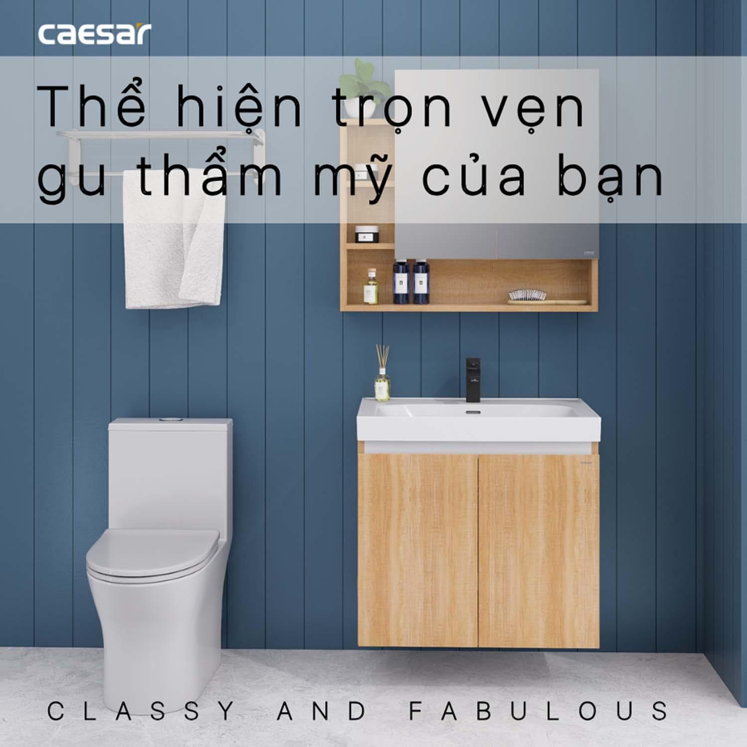 Tủ Lavabo Caesar Treo Tường Vân Gỗ Chữ Nhật 460 x 700mm EH15357CLW7V