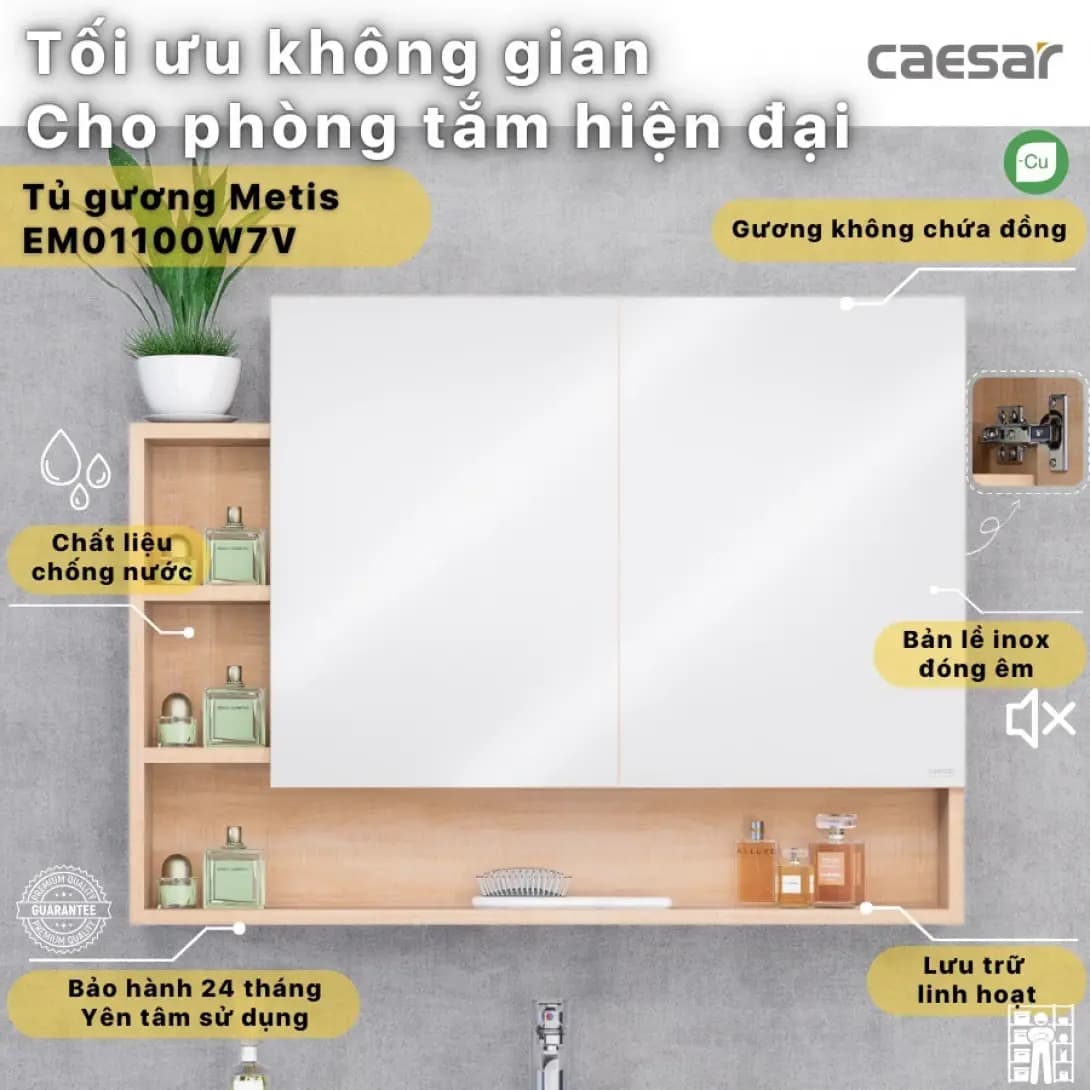 Tủ Gương Treo Phòng Tắm CAESAR EM01100W7V