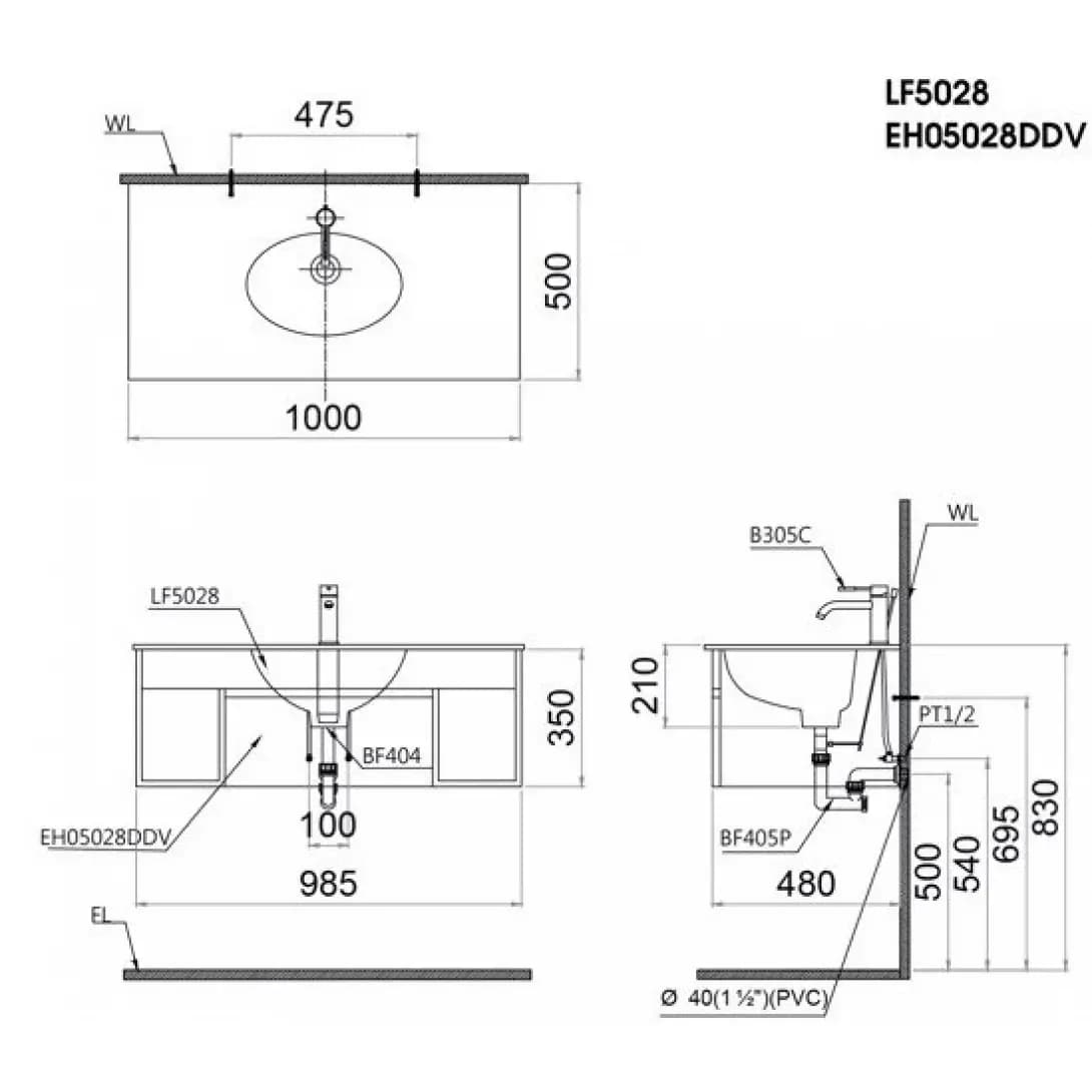 Tủ Lavabo Caesar Treo Tường EH05028DDV