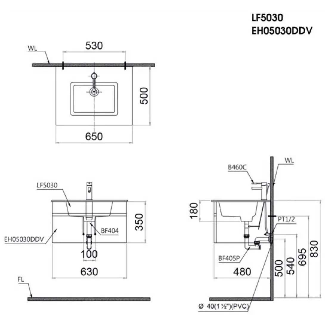 Tủ Lavabo Caesar Treo Tường EH05030DDV
