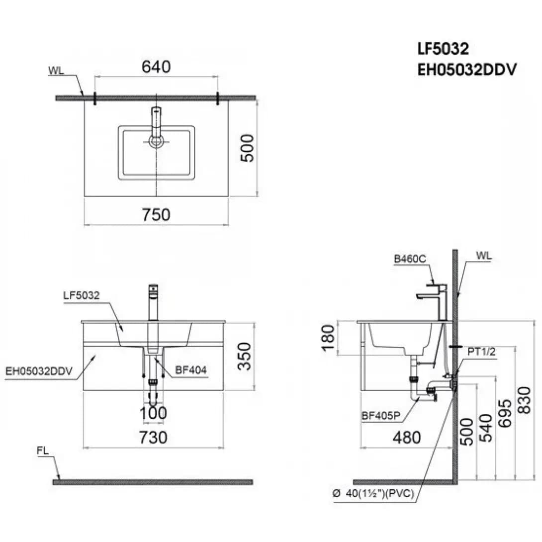 Tủ Lavabo Caesar Treo Tường EH05032DDV